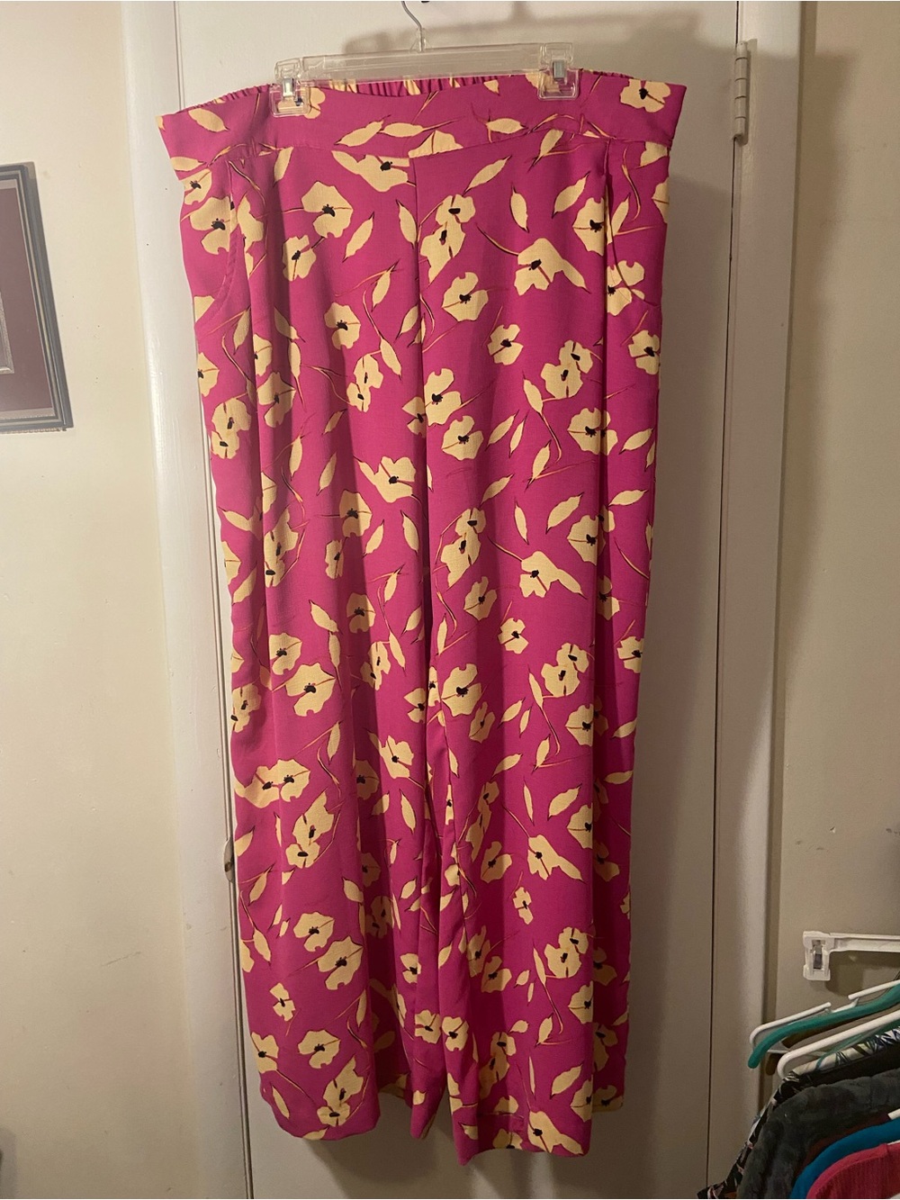 Jessica Simpson Pink Wide-Leg Jumpsuit with Yellow Floral Print